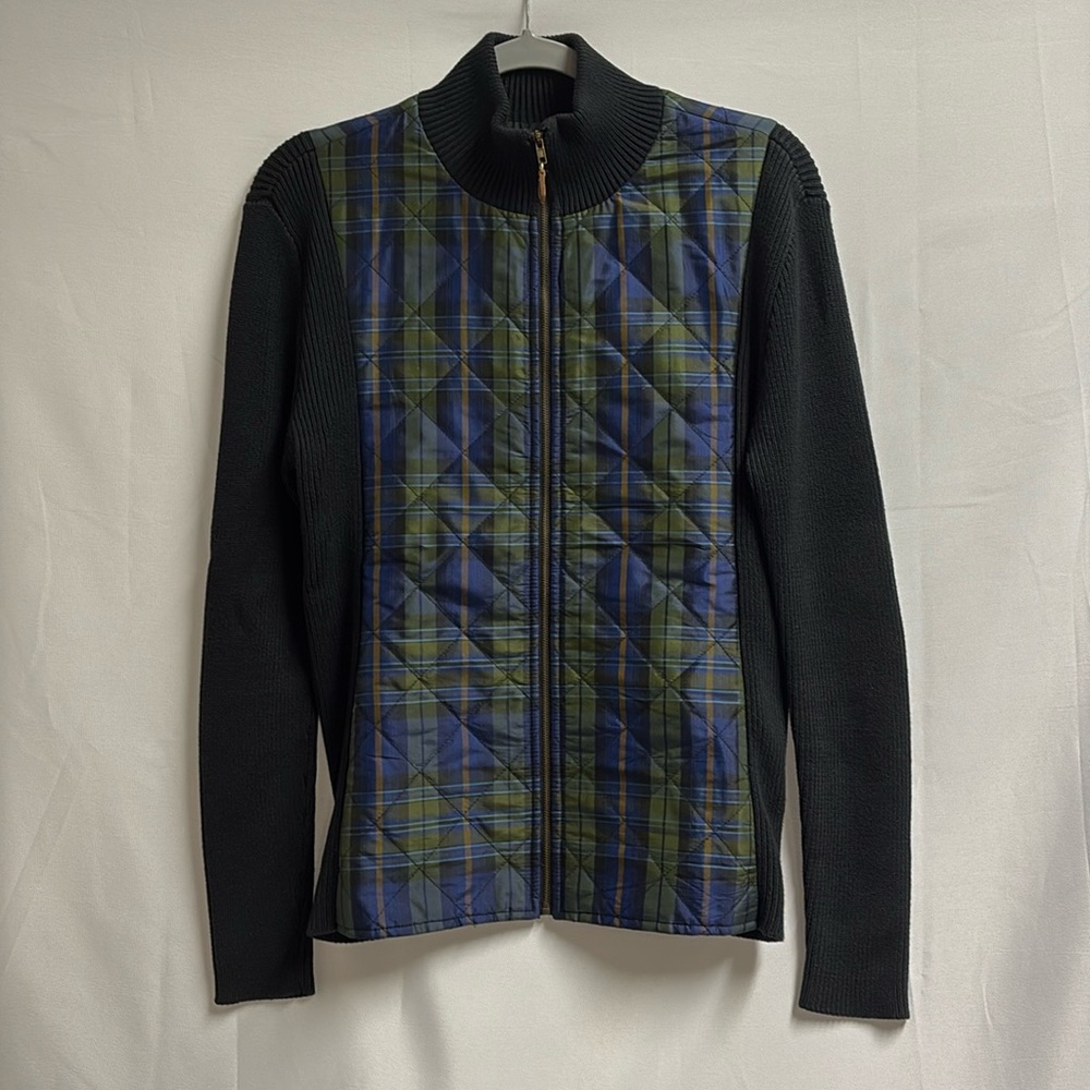 J. McLaughlin Black and Blue Plaid Cardigan